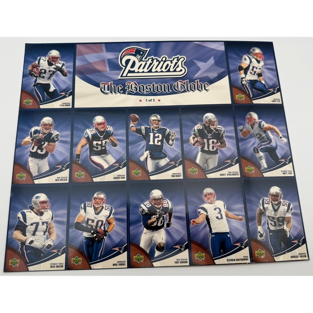 2007 Upper Deck New England Patriots Boston Globe Complete 3 Sheet Set Tom Brady - Picture 4 of 10